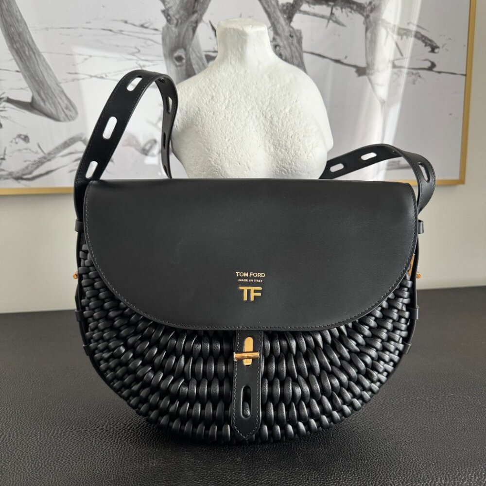 Tom Ford Woven T Twist Crossbody Bag